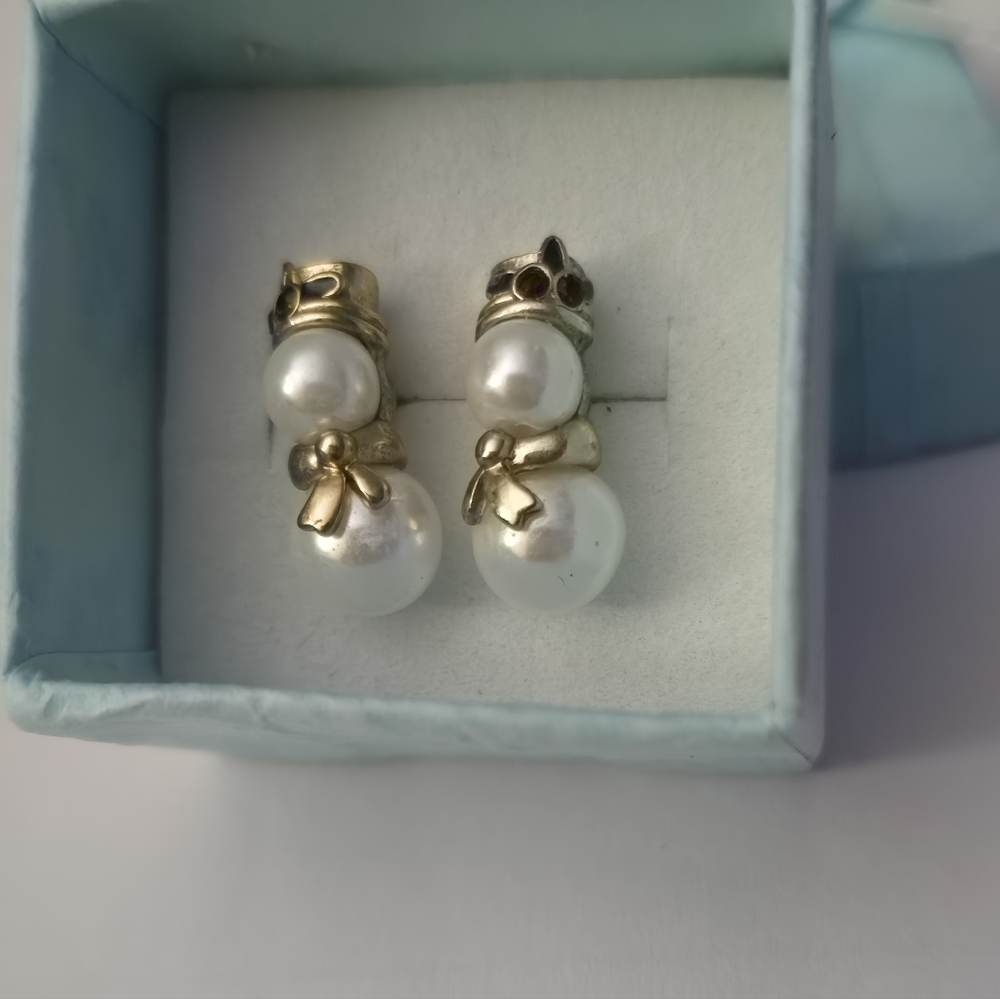 Vintage Avon Christmas Stud Earrings Snowman The Small Details